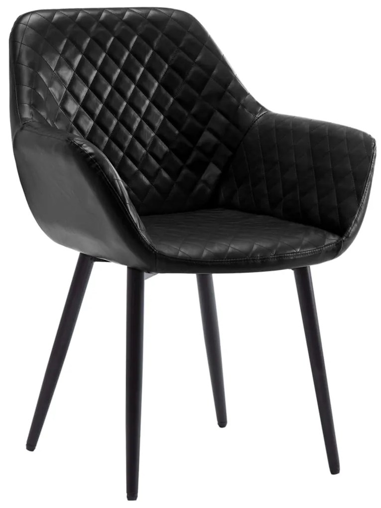 vidaXL Cadeira de jantar couro artificial preto