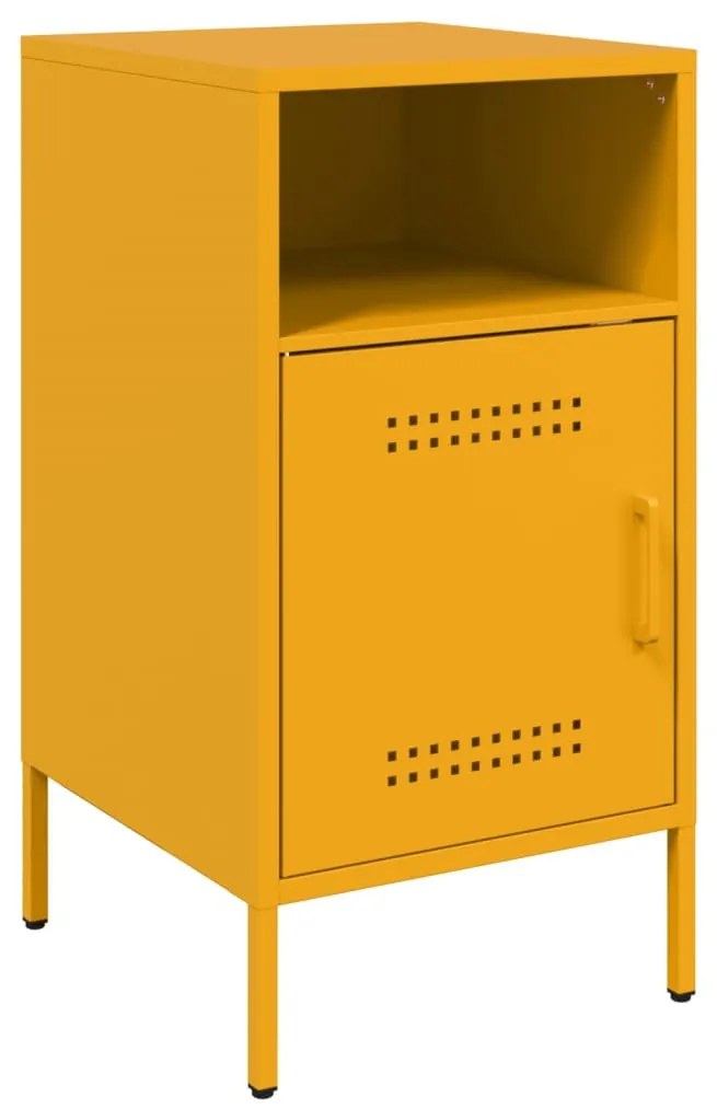 Mesas de cabeceira 2 pcs 36x39x68 cm aço amarelo mostarda
