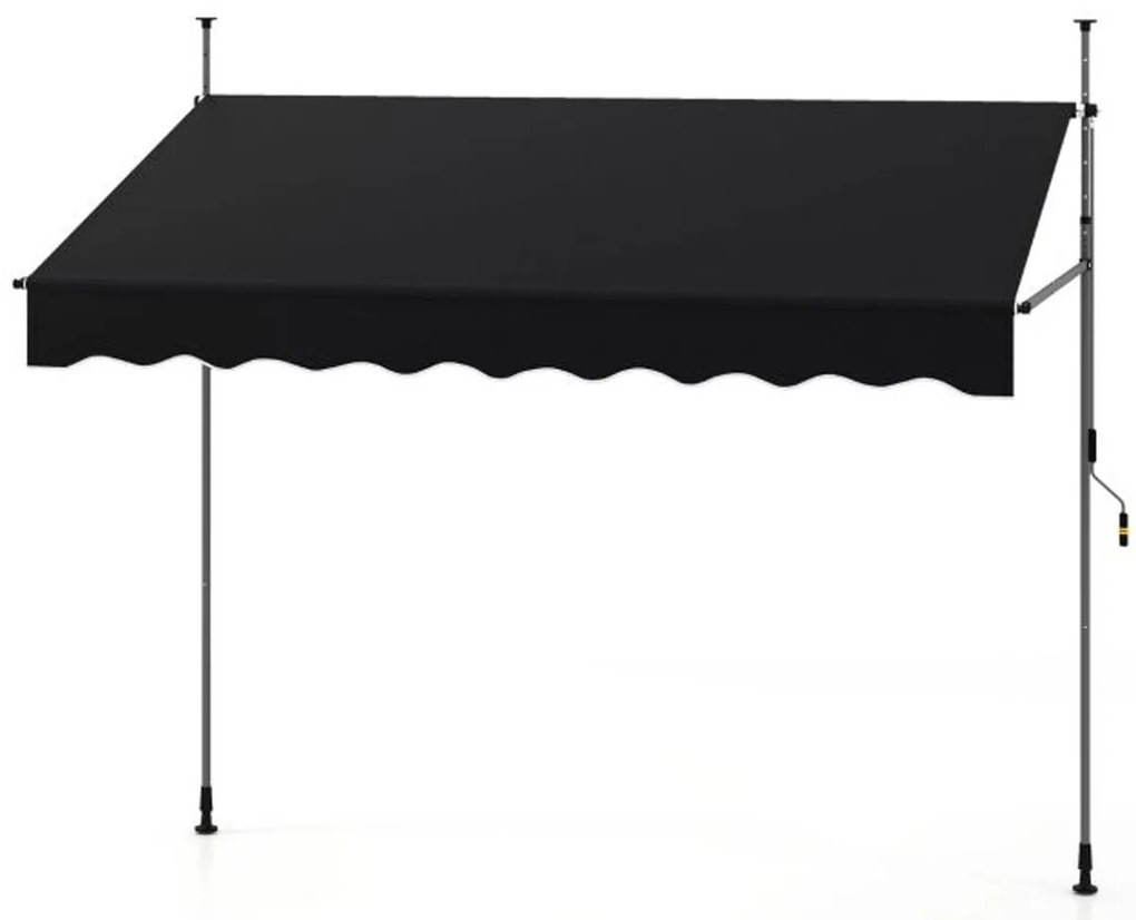 Toldo retrátil manual com manivela, cobertura externa ajustável em altura 250 x 300 cm, branco