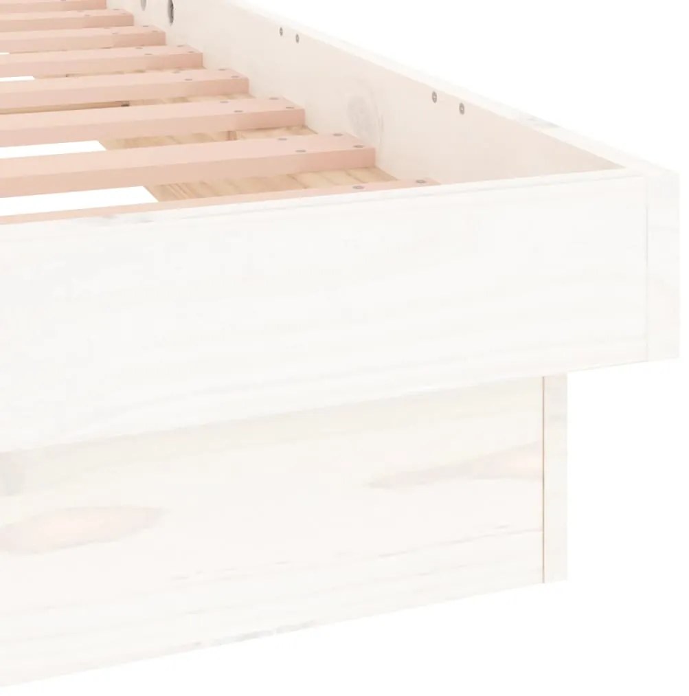 Estrutura de cama c/ LED casal 135x190 cm madeira maciça branco