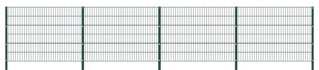 vidaXL Painel de vedação com postes ferro 6,8x1,2 m verde
