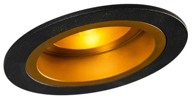 LED Foco embutido inteligente preto com dourado inclinável incl. Wifi GU10 - Chuck Moderno