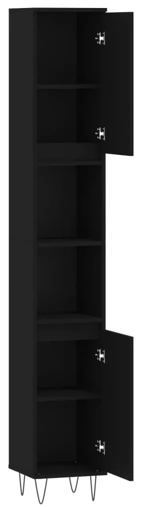 Armário casa de banho 30x30x190 cm derivados de madeira preto