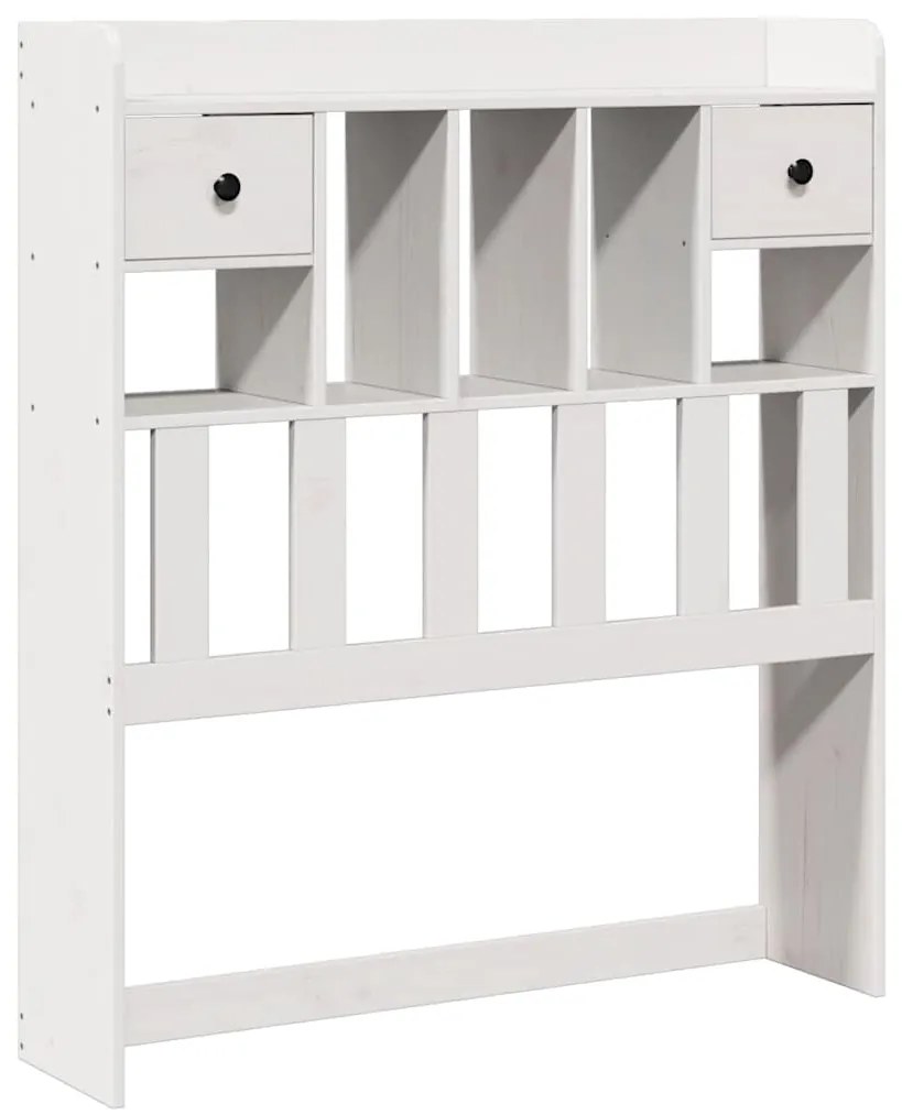 Cama com estante sem colchão 75x190 cm pinho maciço branco