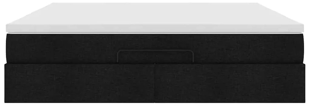 Estrutura de cama otomana com colchão 160x200 cm tecido preto