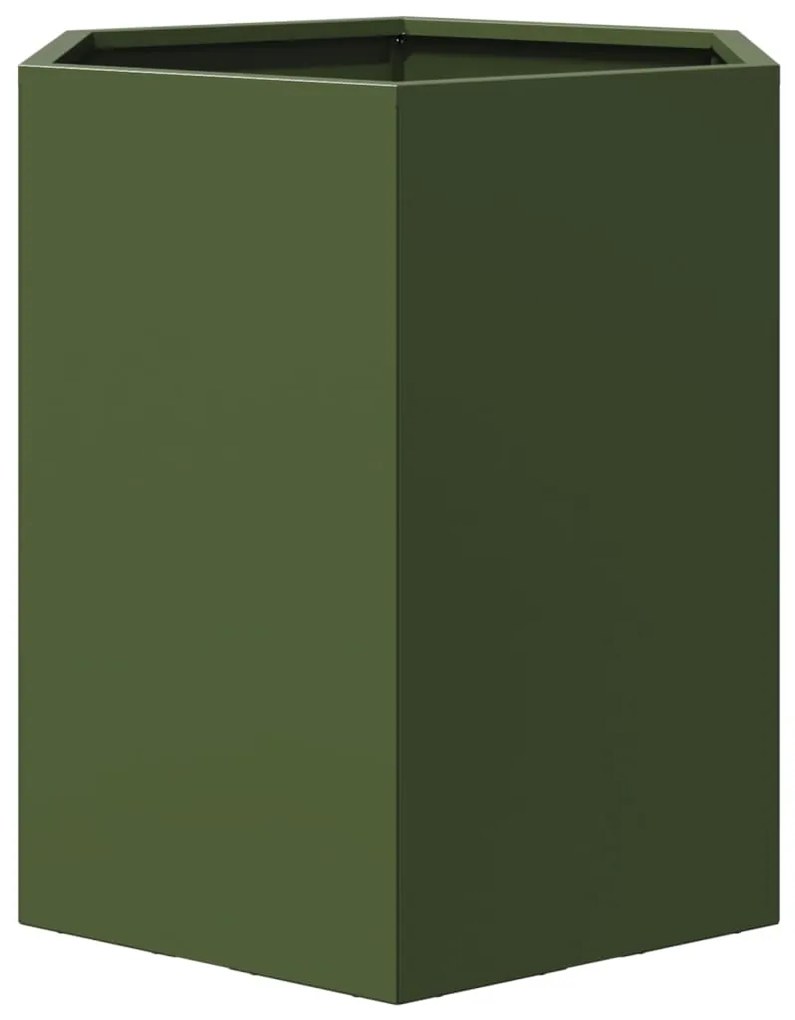 Vasos floreiras de jardim 2 pcs hexagonal 46x40x45 cm aço verde