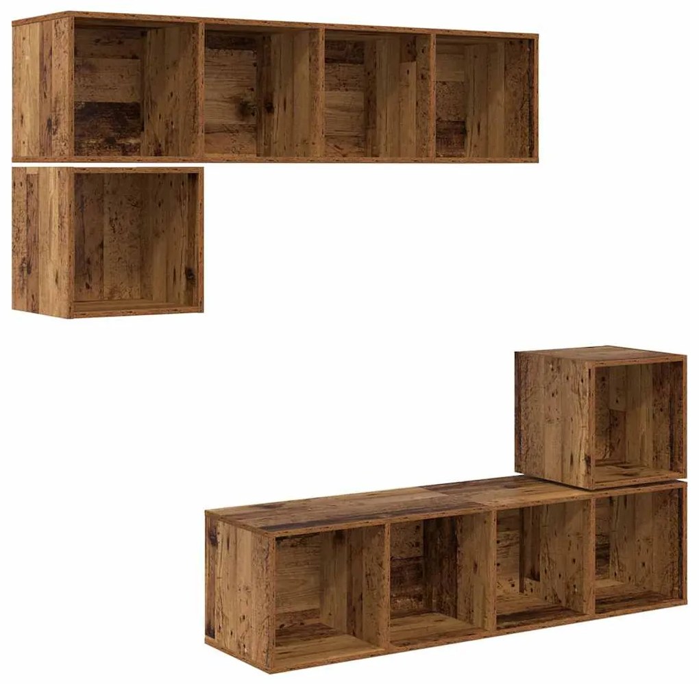 Conjunto de móvel de TV 4 pcs Madeira antiga 37 x 37 x 142.5 cm