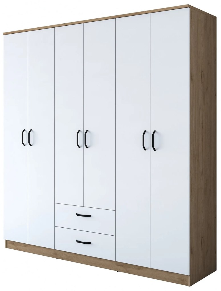 Guarda-Roupa BA115 – Nogueira e Branco – 180x190,8x47,3 cm