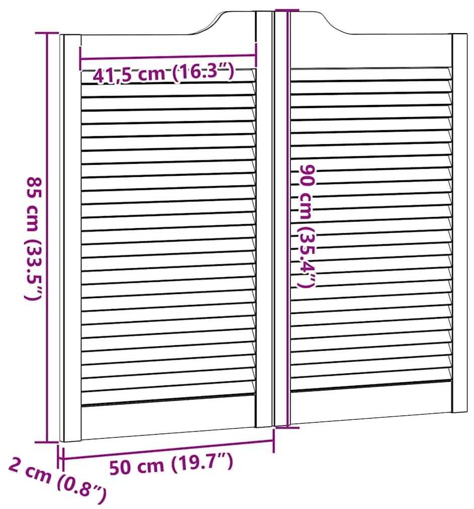 Portas de batente design de persiana 1-Par pinho maciço