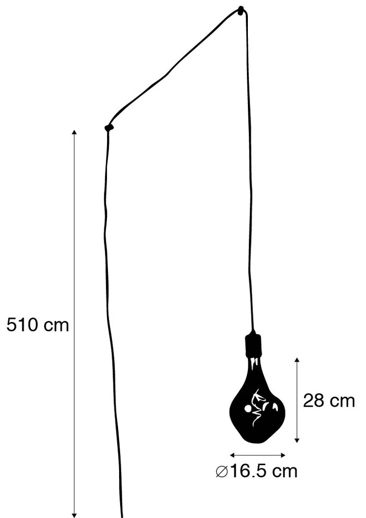 Candeeiro de suspensão design preto com ficha incl. lâmpada LED regulável - Cavalux Design,Moderno