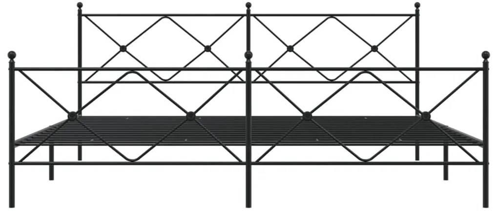 Estrutura de cama com cabeceira e pés 193x203 cm metal preto