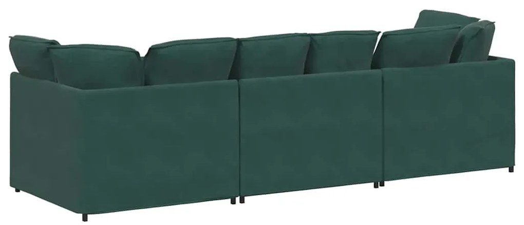 Sofá modular com almofadas veludo verde-escuro
