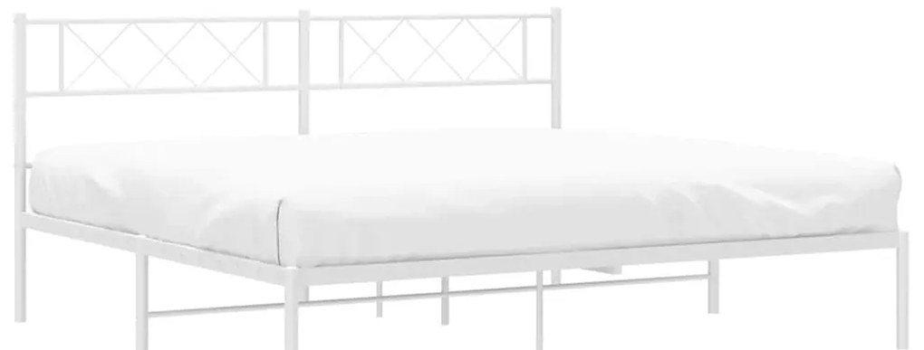 Estrutura de cama com cabeceira 193x203 cm metal branco