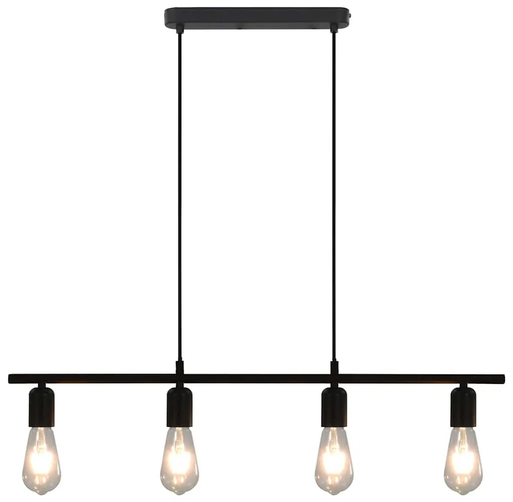 vidaXL Candeeiro teto c/ lâmpadas incandescência 2 W preto 80 cm E27