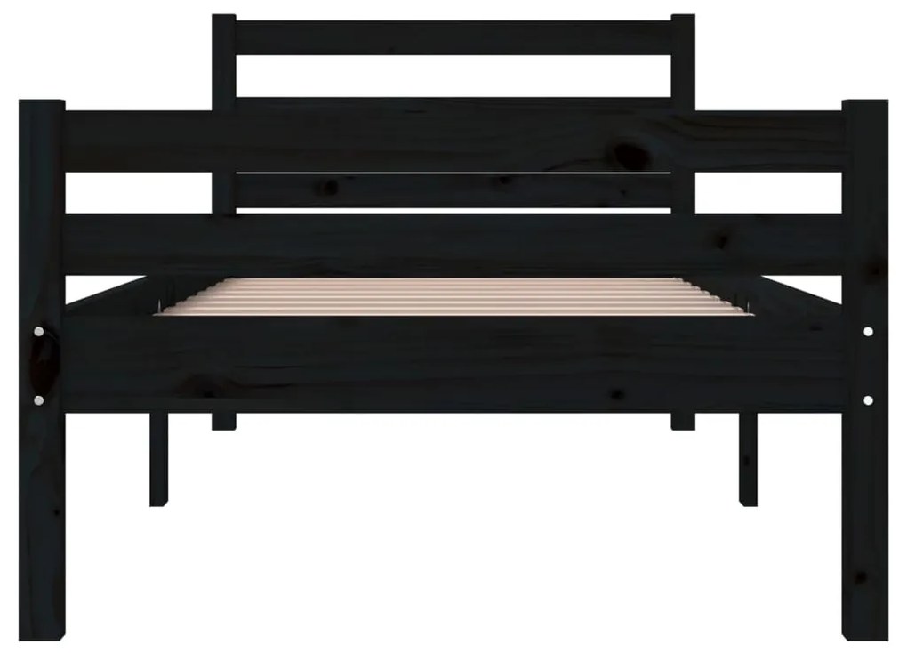 Estrutura de cama 90x200 cm madeira maciça preto