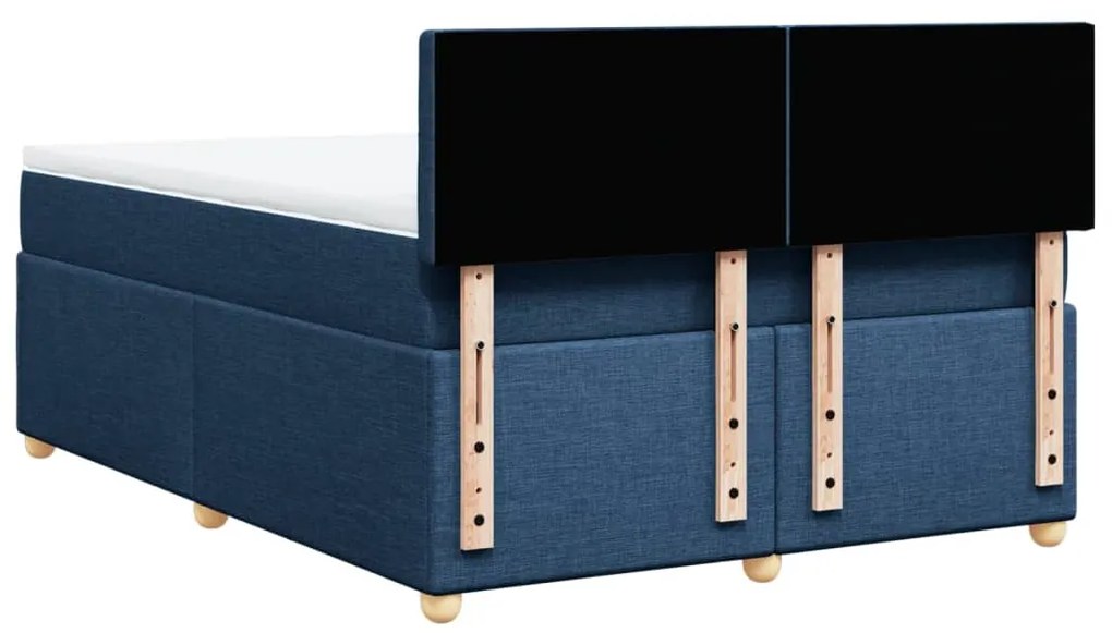 Cama com molas/colchão 160x200 cm tecido azul