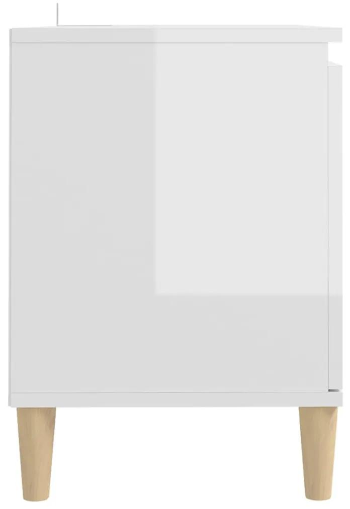 Móvel de TV Merve em Madeira Maciça de 100cm - Branco Brilhante - Desi
