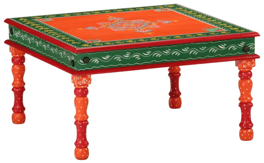 VidaXL Mesa de centro pintada à mão mangueira maciça laranja