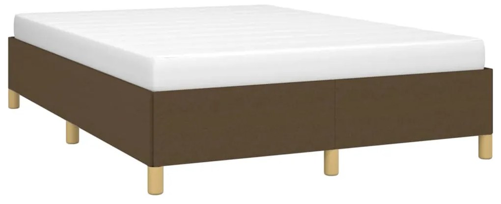 Estrutura de cama sem colchão 140x200 cm tecido castanho-escuro
