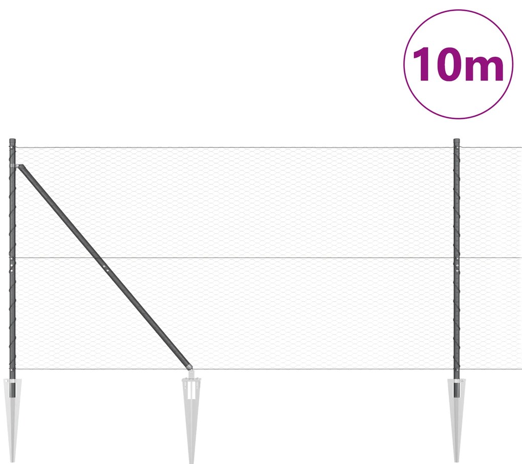 Cerca Hexagonal vidaXL Cinza 1,4x10 m Aço
