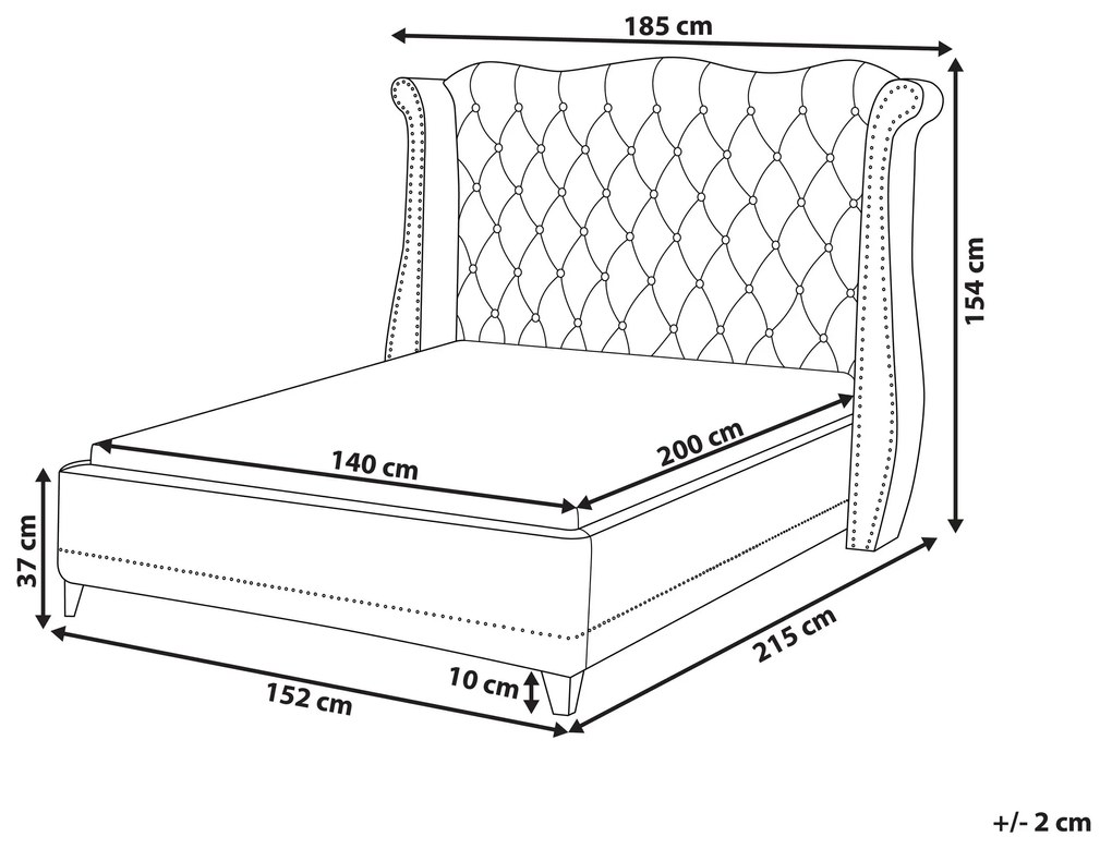 Cama de casal em veludo creme 140 x 200 cm AYETTE Beliani