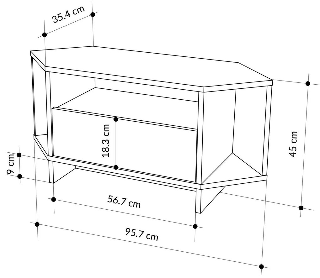 Móvel de TV "Viva" – Verde Acinzentado– 95,7 x 45 x 35,4 cm – Design M