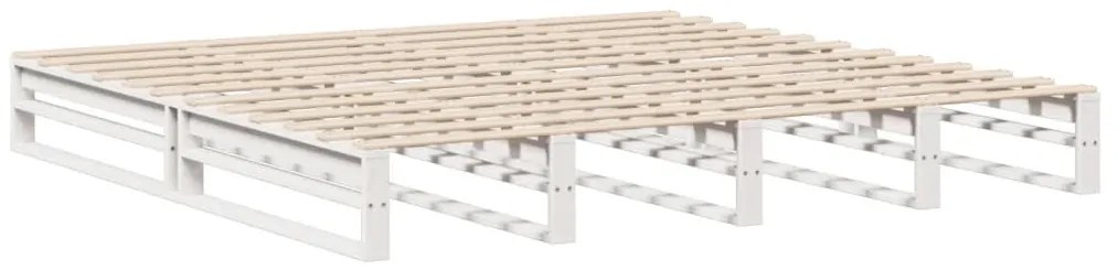 Cama com estante sem colchão 180x200 cm madeira maciça branco