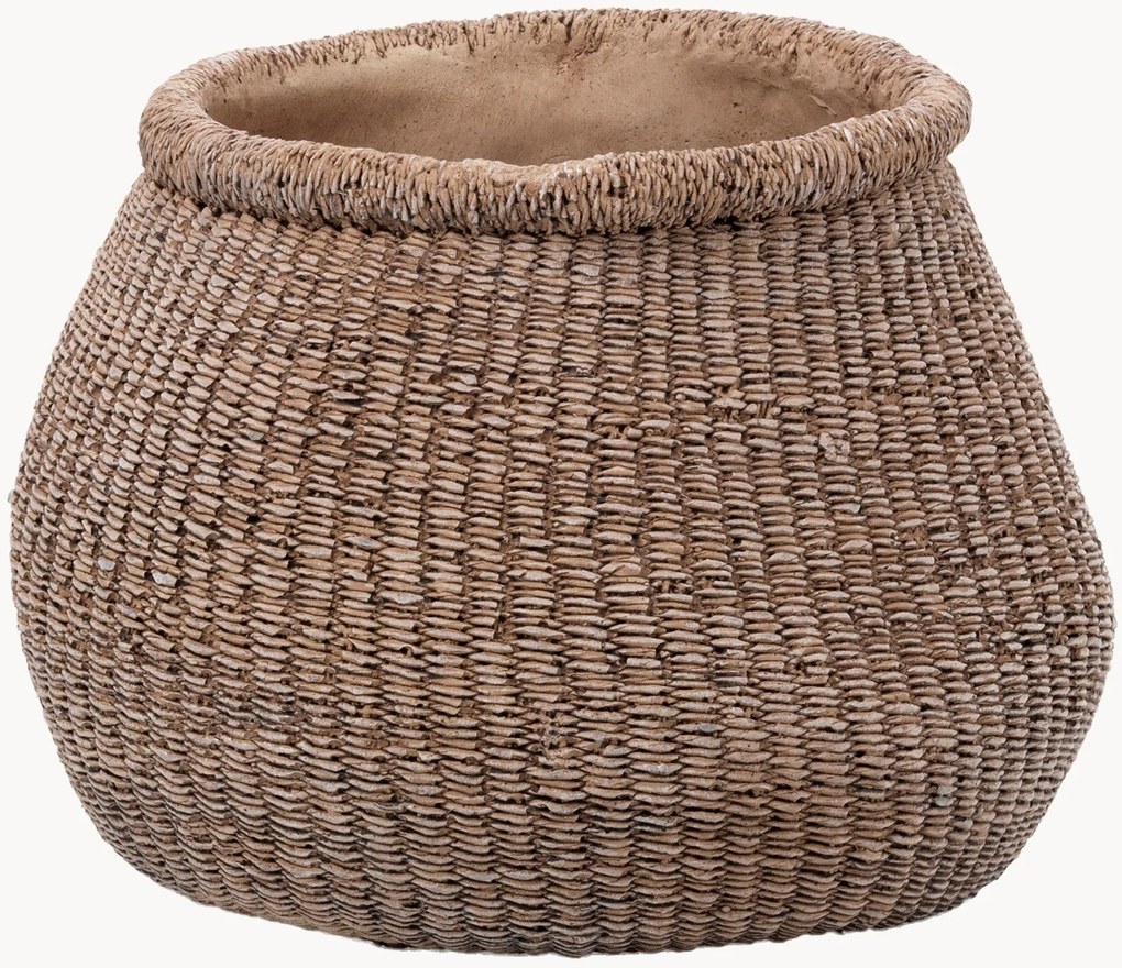 Vaso de flores em concreto artesanal Faux-Puff, Alt 19 cm