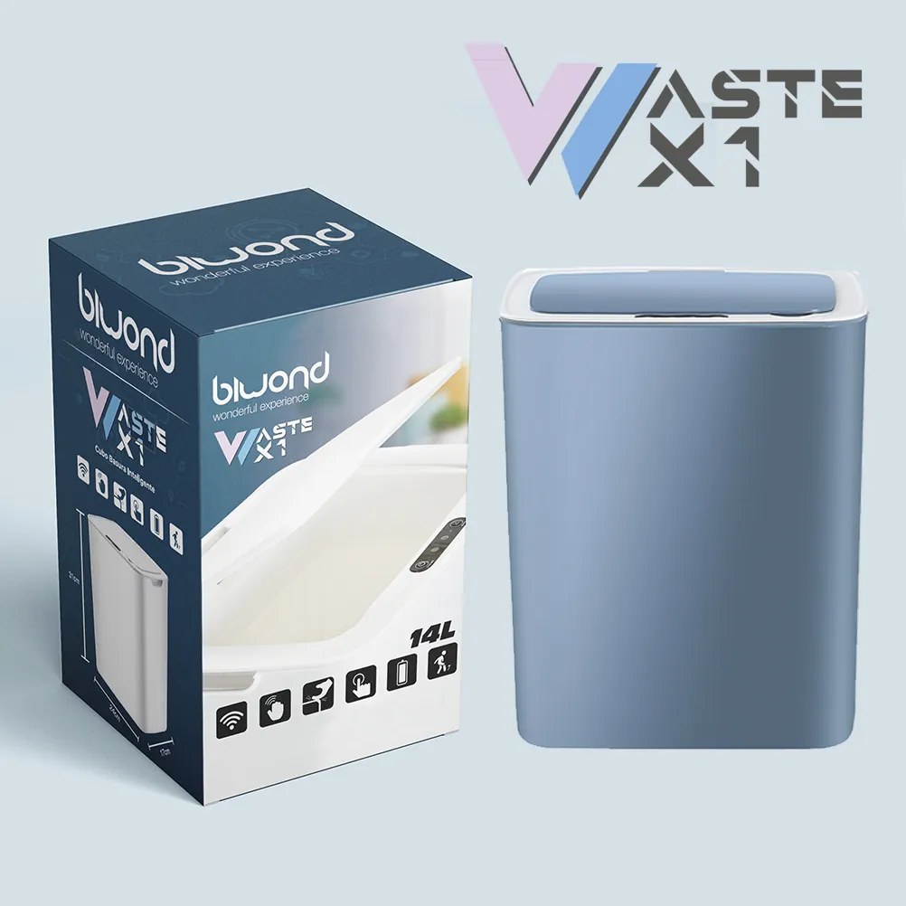 Caixote Lixo Inteligente Sensor 14L Azul Biwond