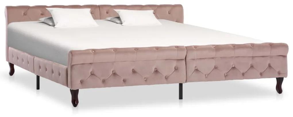 Estrutura de cama 200x200 cm veludo cor-de-rosa