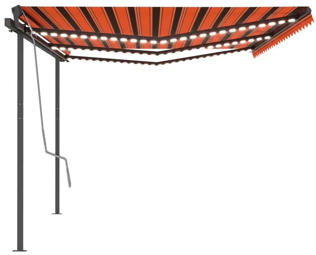 Toldo automático LED e sensor de vento 6x3 m laranja e castanho