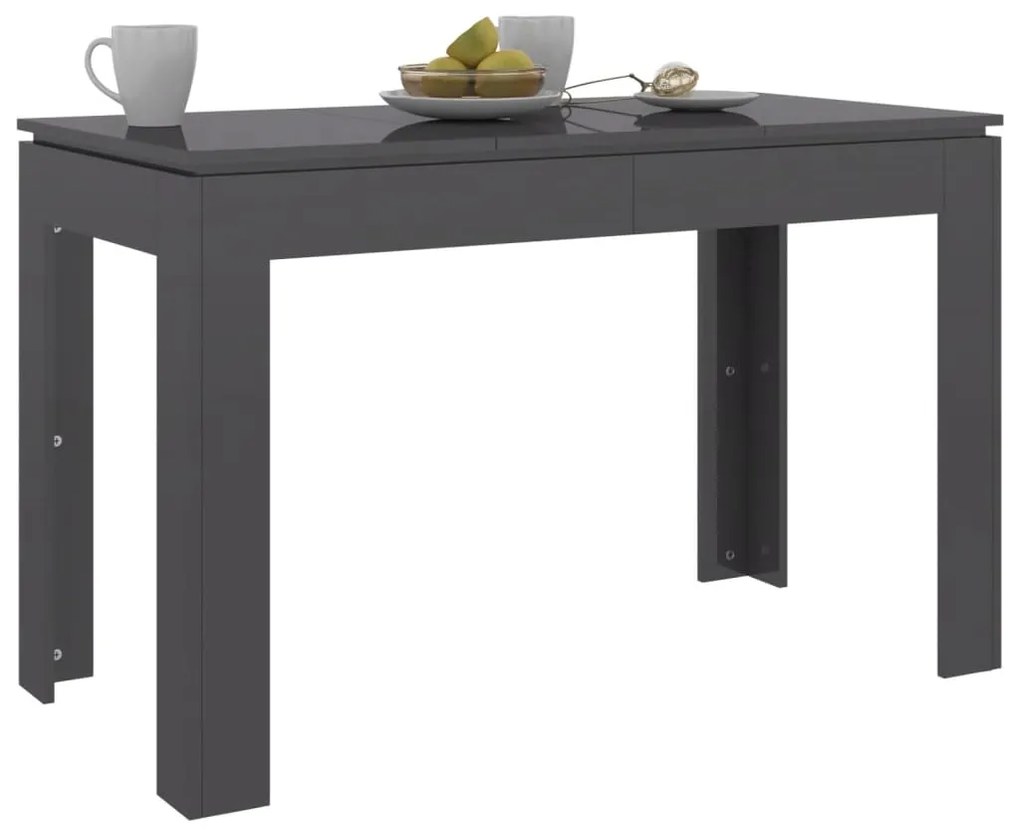 Mesa de jantar 120x60x76 cm contraplacado cinzento brilhante