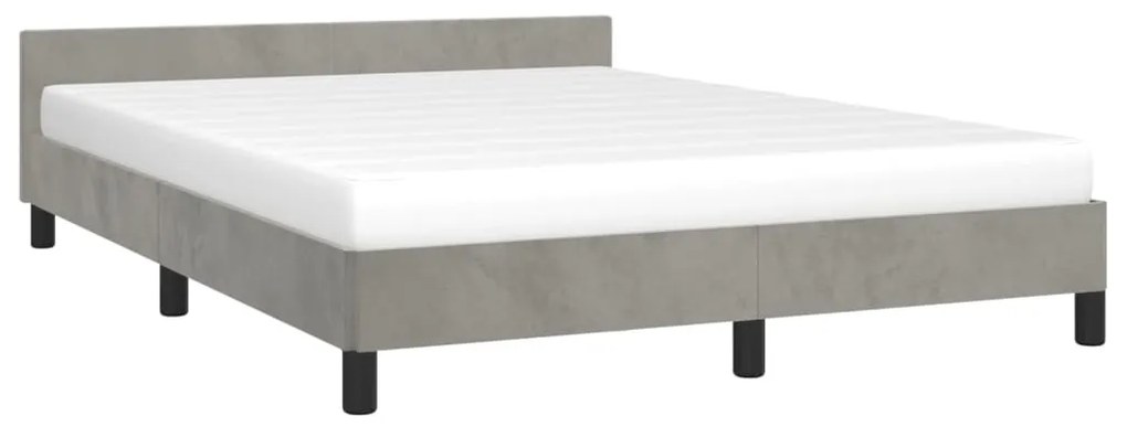 Estrutura de cama c/ cabeceira 140x190 cm veludo cinzento-claro