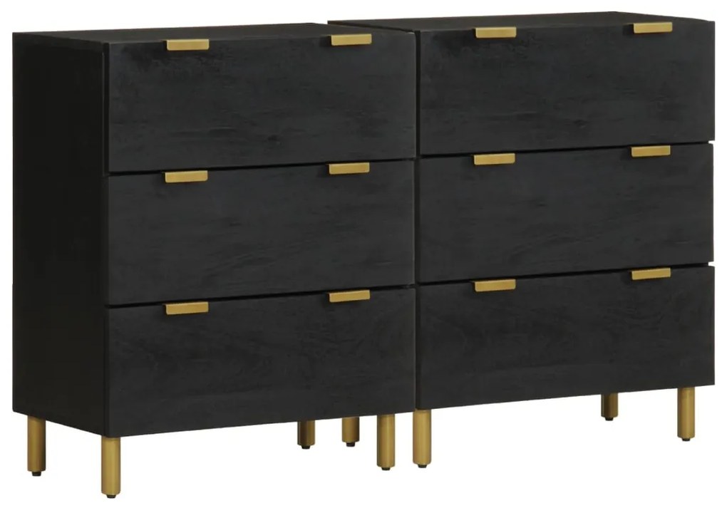 vidaXL Aparadores 2 pcs 60x33x75 cm derivados de madeira preto