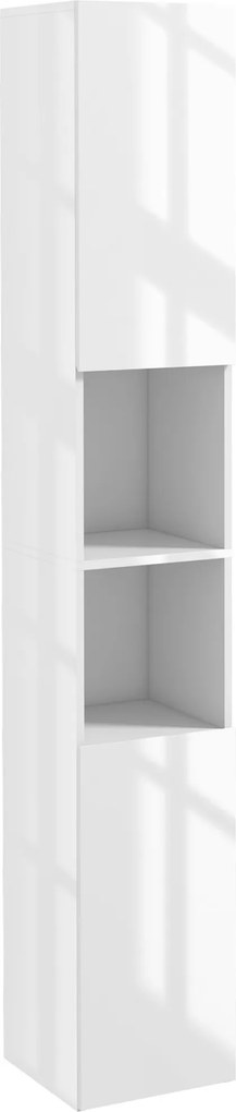 kleankin Armário Alto e Estreito para Casa de Banho com Portas e Prateleiras Ajustáveis 30x30x181,5 cm Branco Brilhante | Aosom Portugal
