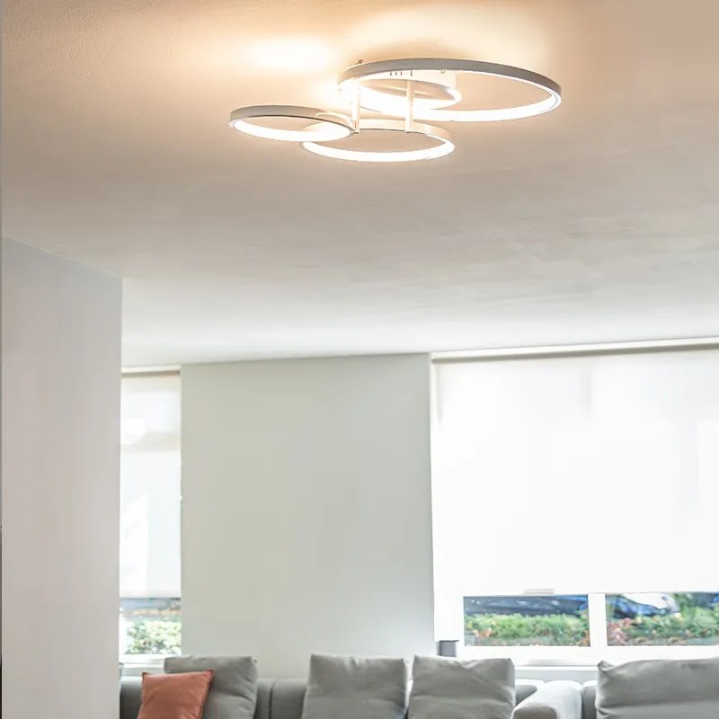 Candeeiro de teto moderno branco com LED e dimmer - Rondas
