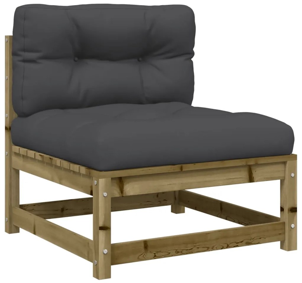 7 pcs conjunto sofás de jardim c/ almofadões pinho impregnado