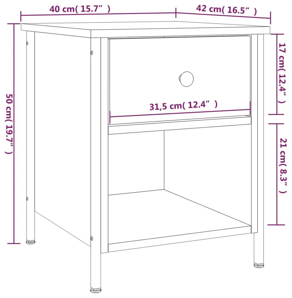 Mesa cabeceira 40x42x50 cm derivados de madeira cinzento sonoma