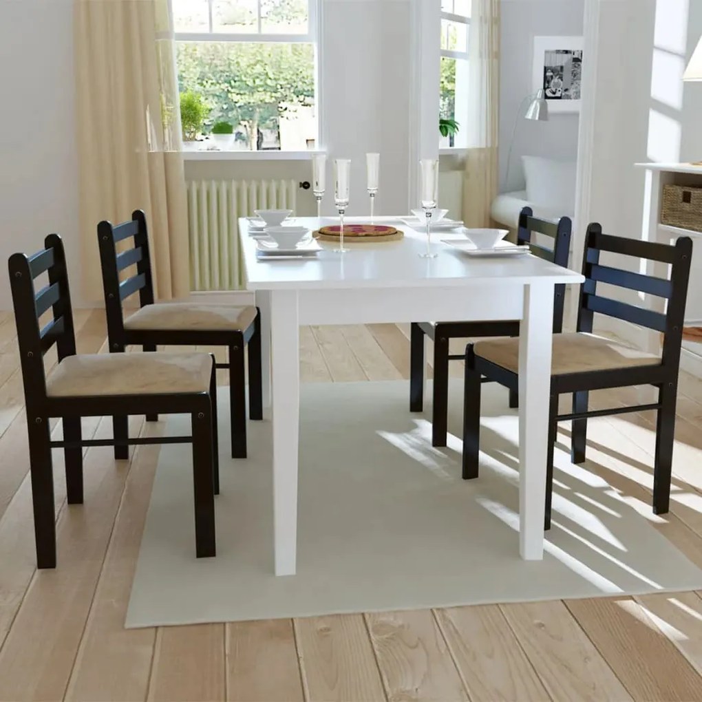 242029 vidaXL Cadeiras de jantar 4 pcs seringueira maciça e veludo castanho