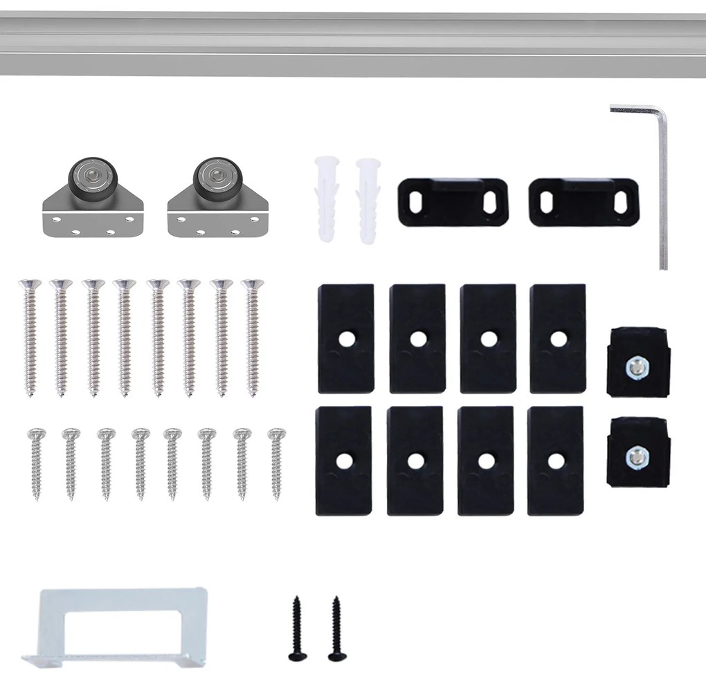 HOMCOM Ferragem para Porta Corredeira 186cm Kit de Acessórios para Por