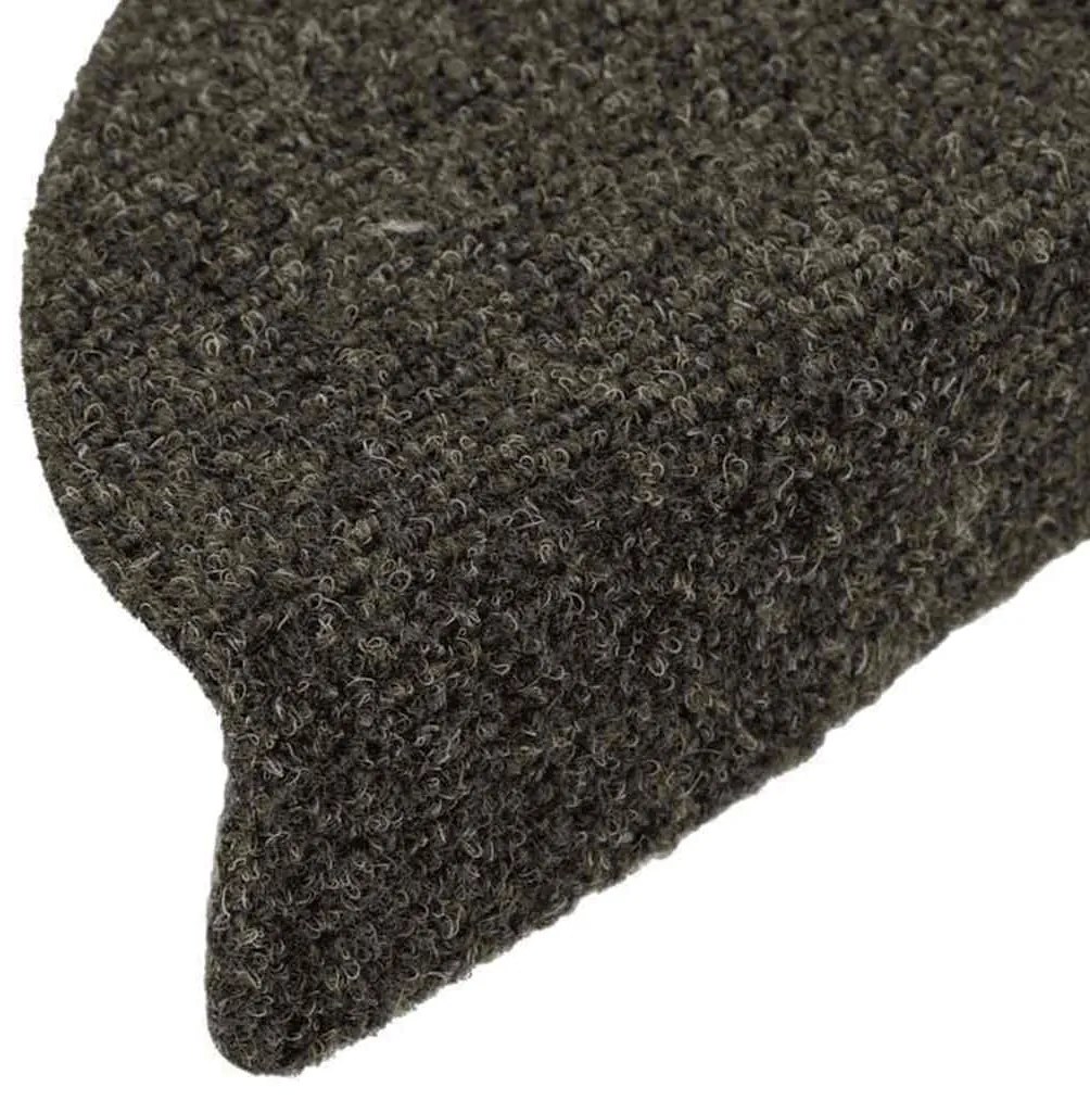 Tapetes de escada autoadesivos 15 peças 56x17x3 cm antracite meia-lua