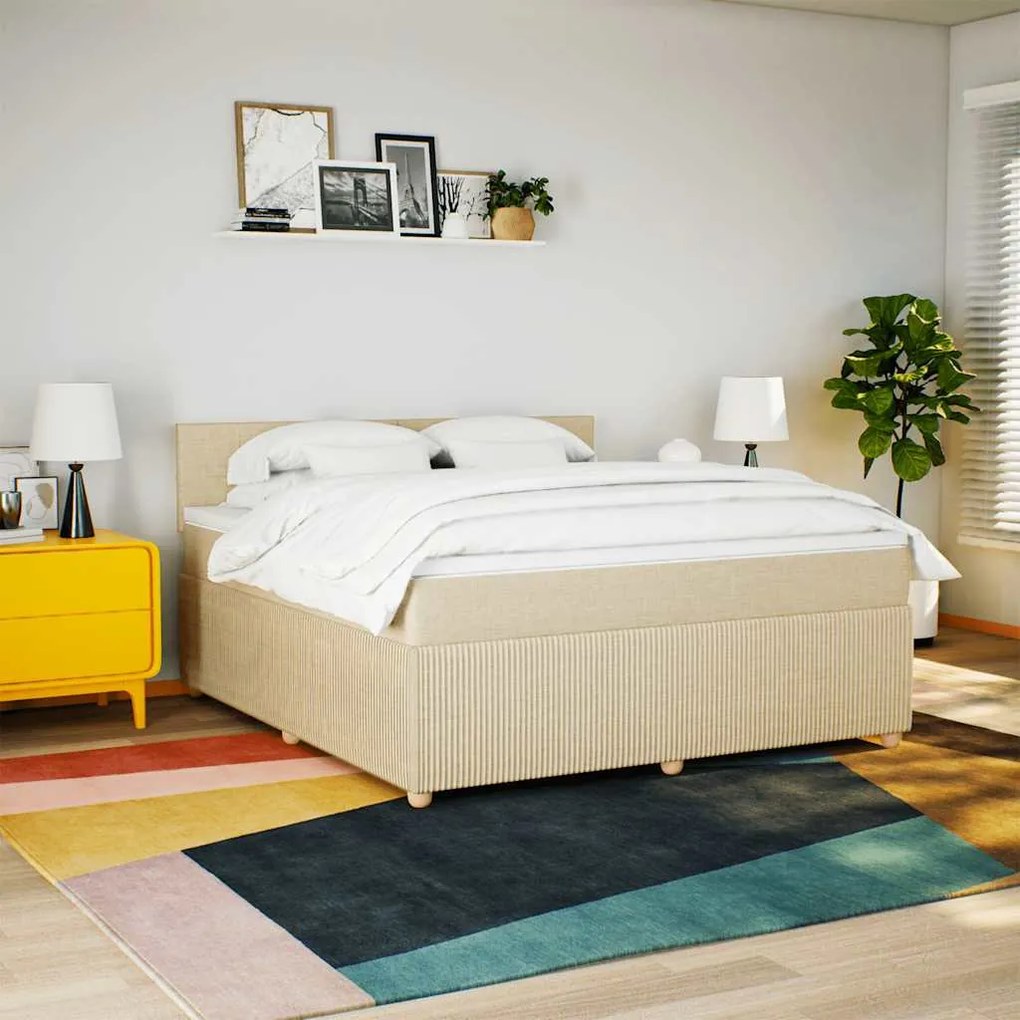 Cama com molas/colchão 180x200 cm tecido cor creme