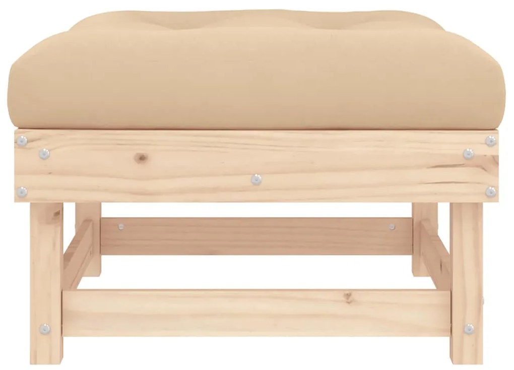 Apoios de pés p/ jardim c/ almofadões 2 pcs pinho maciço