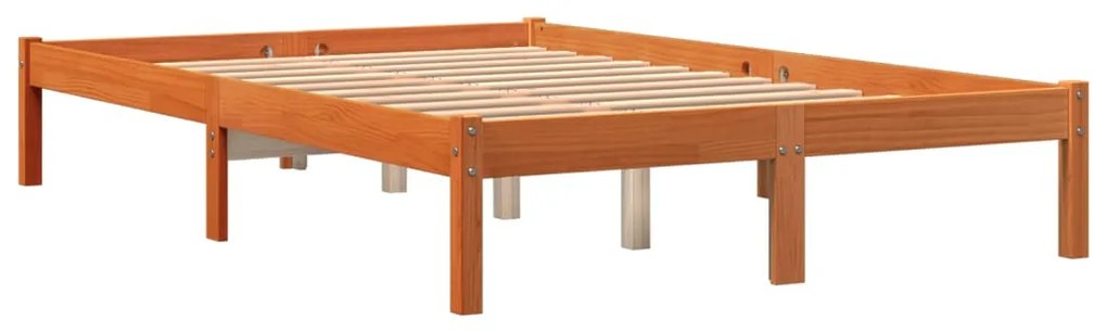 Cama sem colchão 120x200 cm madeira pinho maciça castanho-mel