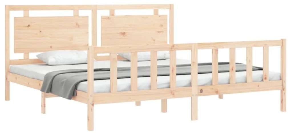 Estrutura de cama com cabeceira 180x200 cm madeira maciça