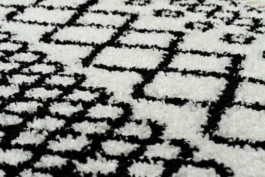 Tapete PROMO BERBER SAFI N9040 branco/preto Franjas berbere marroquino shaggy