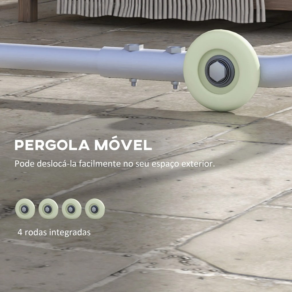 Pérgola 3x3 m Pérgola de Jardim com Rodas Proteção UV 30+ com Sacos de