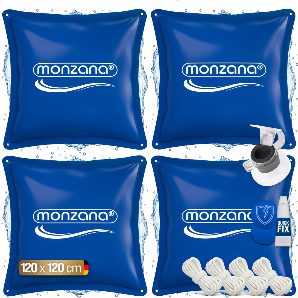 Conjunto de 4 almofadas para coberturas para piscina, 120 x 120 cm, -20 °C azuis