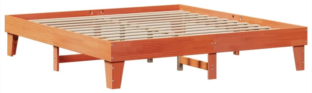 Cama sem colchão 200x200 cm pinho maciço castanho-mel