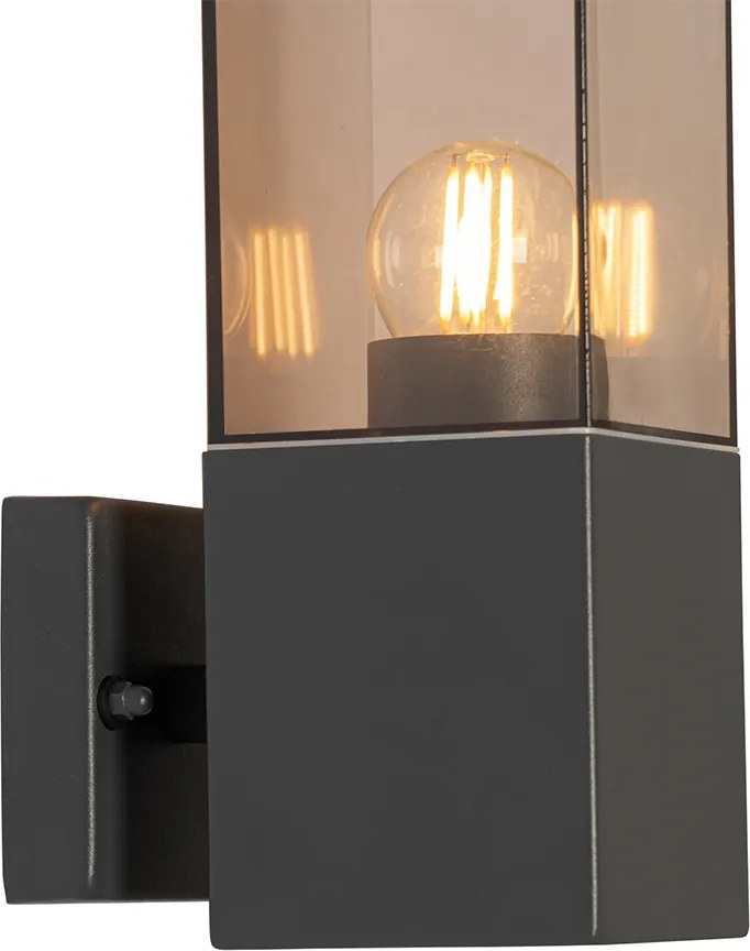 Candeeiro de parede exterior moderno cinzento escuro com fumo - Malios